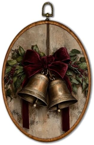 KSDUT Vintage Christmas Bells Oval Wall Art 8.6"x11.4" by KSDUT