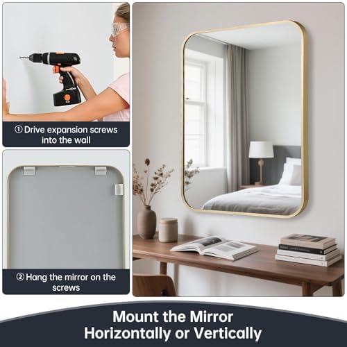 Matte Gold Bathroom Vanity Mirror - Image 5
