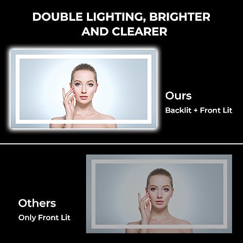 55x30 LED Bathroom Mirror with Lights, Lighted Vanity Mirror - Image 3