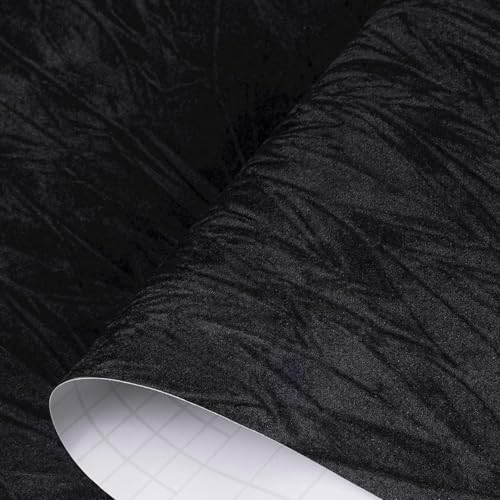 Decotalk 2ft x 16ft Black Adhesive Velvet Fabric Velvet Peel and Stick by Decotalk