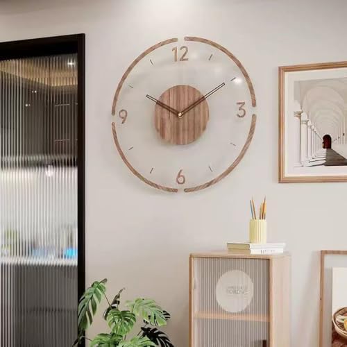 Modern Silent Wall Clock with 3D Numbers – Clear Acrylic & Walnut Wood Clocks - Image 3