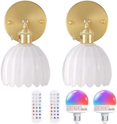 Shenmoyl Vintage Battery Operated Wall Sconce by Shenmoyl
