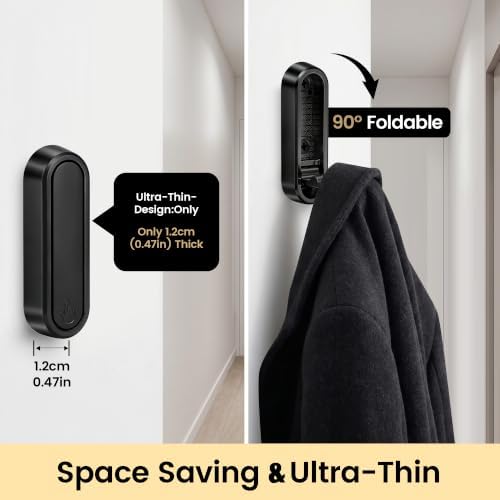Foldable Wall Hooks, 40lb Heavy Duty, Zinc Alloy, 6 Pack - Image 5