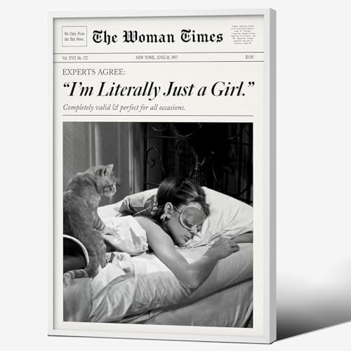 Trendy Newspaper Wall Art 24x36in White Framed Fashion Black and White Decor by Unknown