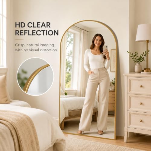 81"×41" Floor Mirror Full Length Arched Full Length Mirror Gold - Image 4