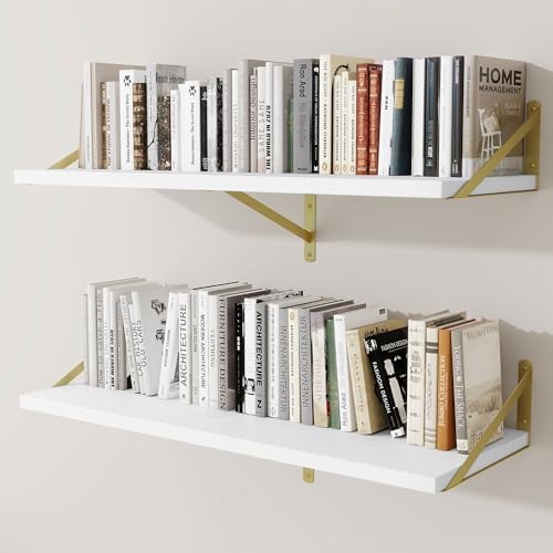 Deep Wall Shelves 40"W x 12"D Engineered Wood Floating Shelves by Venusmiles