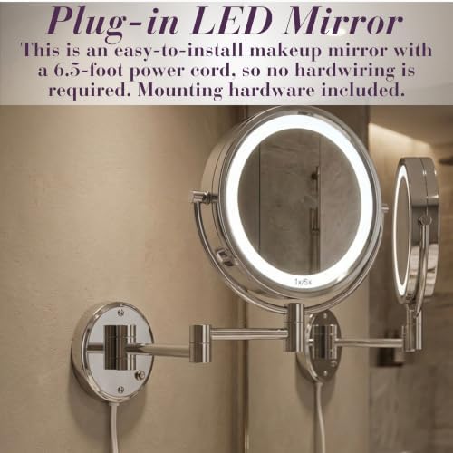 JERDON Lighted Wall-Mount Makeup Mirror - Image 3