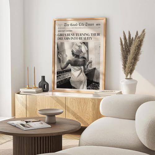 Fashion Black And White Newspaper Wall Art 8x12in Wood Grain Framed Retro - Image 5