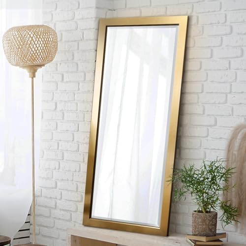 Renditions Gallery Full Length Mirror Shiny Gold Wood Frame Full Body Wall - Image 2