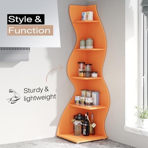 Tribesigns Corner Shelf, Modern 5-Tier Wall Corner Bookshelf, Stylish Corner - Image 6