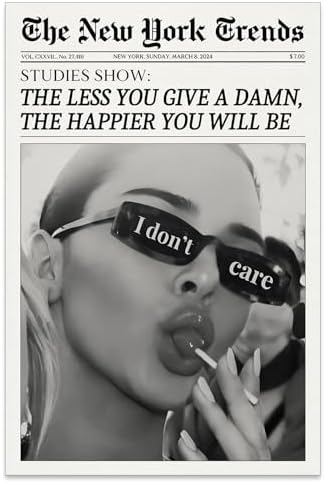 Trendy Black and White Newspaper Wall Art 16x24 in Unframed Vintage Magazine by Unknown