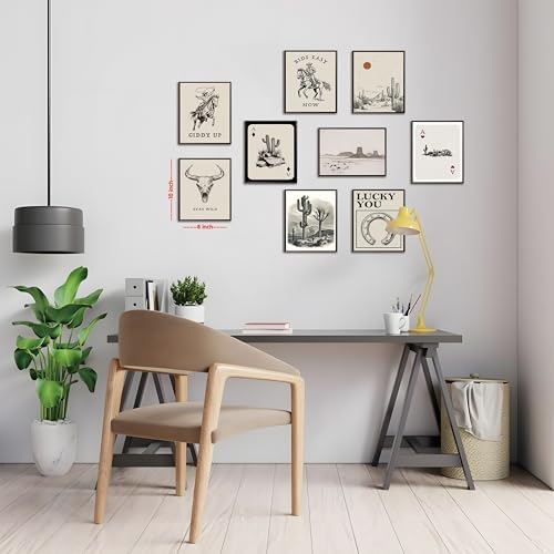 Western Cowboy Wall Art Set of 9, Vintage Cowboy Print Playing Card Canvas - Image 6