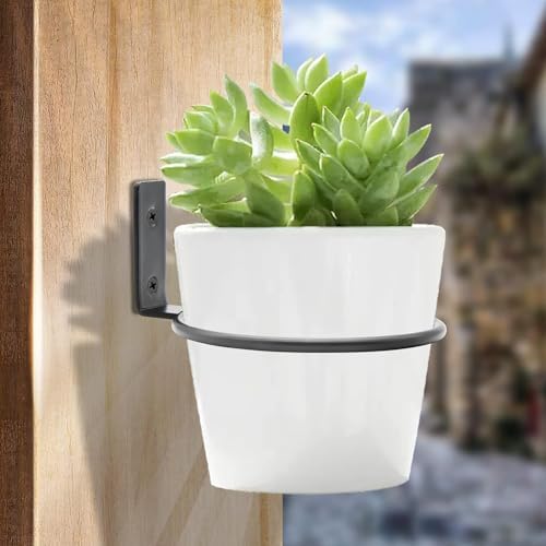 Jiozermi 2 Pack 5 inch Flower Pot Holder Ring, Metal Black - Image 2