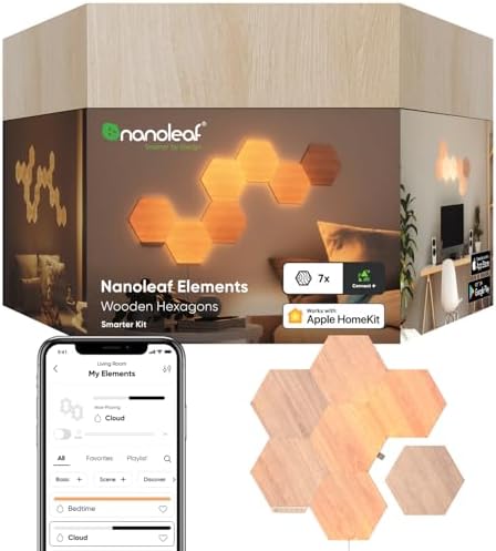 Nanoleaf Elements Hexagon Lights, Smart RGBW LED Wall Light Panels, 7 PK by NANOLEAF