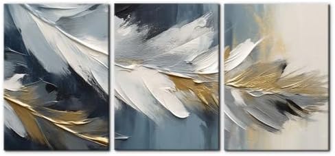 Pacimo Abstract Canvas Wall Art, Feather Pictures Modern Wall Decor by Pacimo
