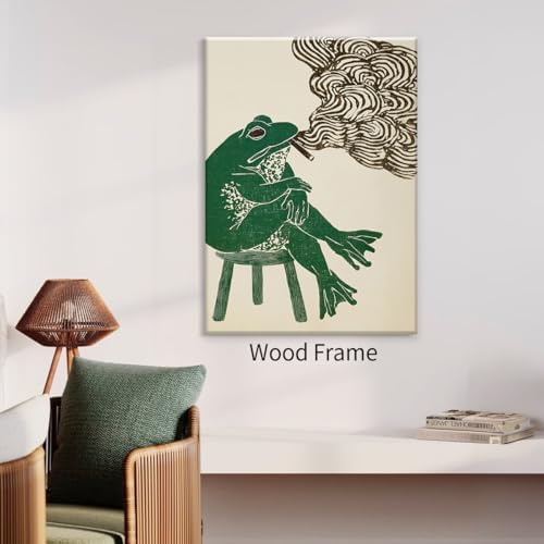 Framed Japanese Wall Art Funny Frog Smoking a Cigarette Poster Retro Oriental - Image 4