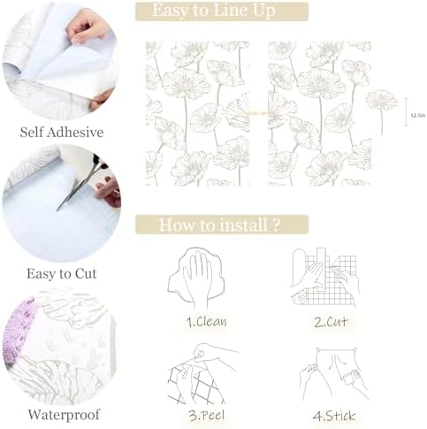Orainege Modern Peel and Stick Wallpaper Beige and White Floral Wallpaper - Image 5