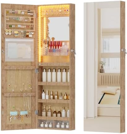 Vlsrka LED Mirror Jewelry Cabinet, Over Door/Wall Mounted Jewelry Organizer by VlsrkaFurniture