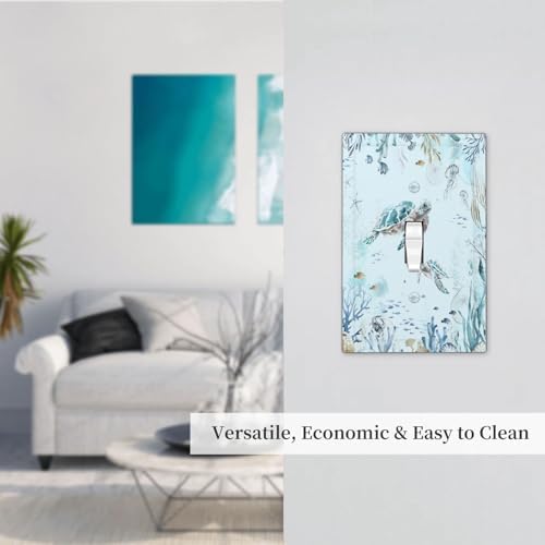 Decorative Light Switch Cover Teal Blue Ocean Sea Turtle Seabed Plants 1 Gang - Image 7