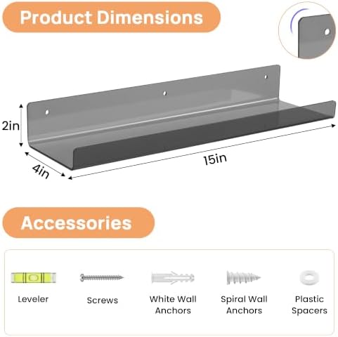 upsimples 4 Pcs 15" Acrylic Shelves - Image 3