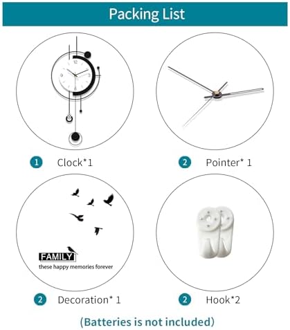 Large Wall Clock for Living Room Decor Modern Silent Black Clock - Image 7