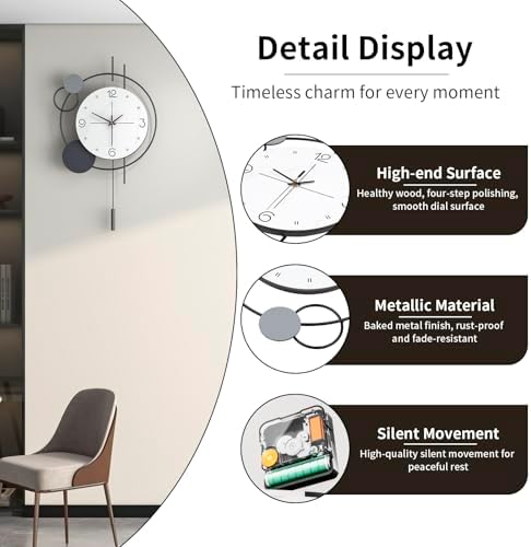Decorative Modern Wall Clock for Living Room Decor Non Ticking - Image 6