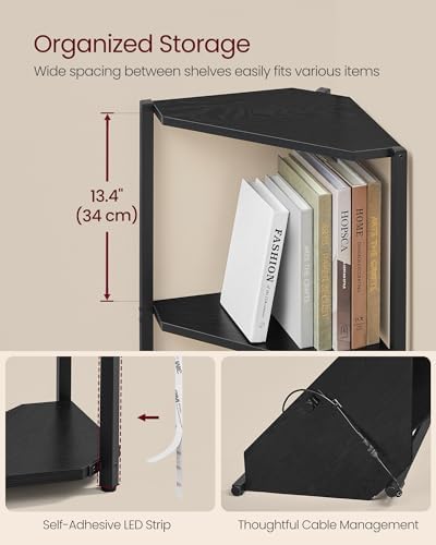 VASAGLE Corner Shelf with LED Lights, 5-Tier Freestanding Bookshelf - Image 5