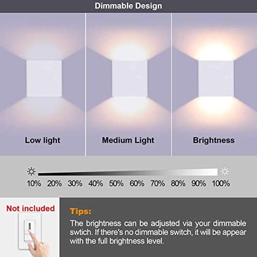 Lightess White Modern LED Wall Light Dimmable Mini Wall Sconce Warm White - Image 3