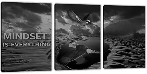 Yetaryy 3 Panels Inspirational Canvas Painting Motivational Wall Art Success by Yetaryy