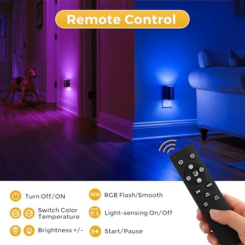 L LOHAS LED Night Light, Remote Control, RGB Color Changing, 1 Pack - Image 2