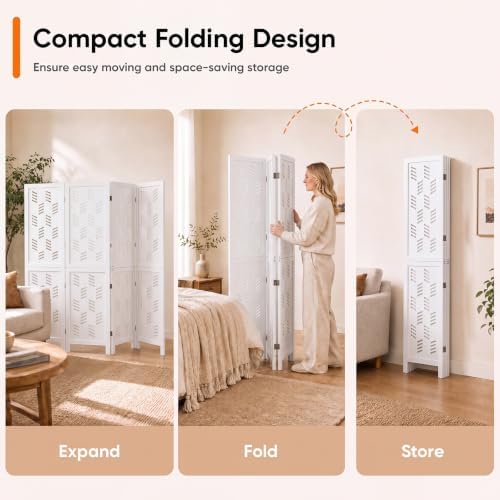 GIANTEX 4 Panel Folding Room Divider, Wood Privacy Screen - Image 6