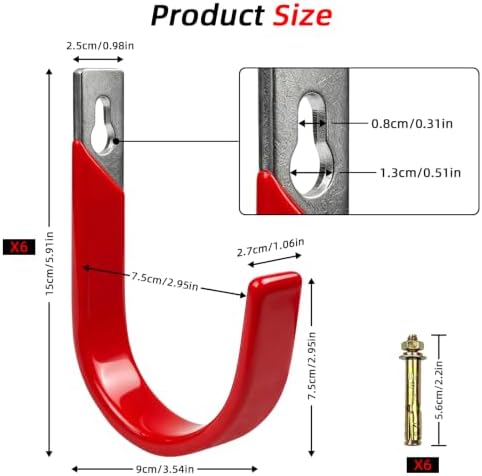 6 Pack Heavy Duty Garage Hooks, Wall Mount J Hook - Image 2