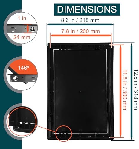 8" x 12" Black ABS Plastic Plumbing Access Panel - Image 2