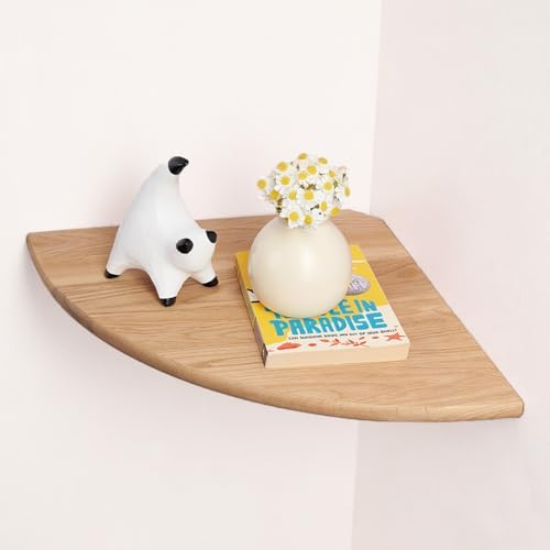 Corner Floating Shelf 16inch Solid Oak Wood Floating Corner Shelf by GIEANOO
