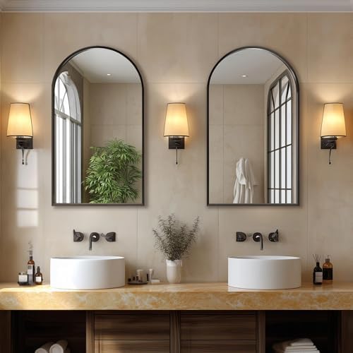 Arched Wall Mirror 30x20 Inch Black Bathroom Vanity Mirror - Image 6