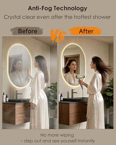 Irregular LED Bathroom Mirror 32"x22" Dimmable Anti Fog - Image 5