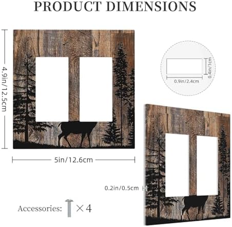 Decorative Outlet Covers Rustic Forest Antler Elk Deer Silhouettes Animals Wood - Image 5