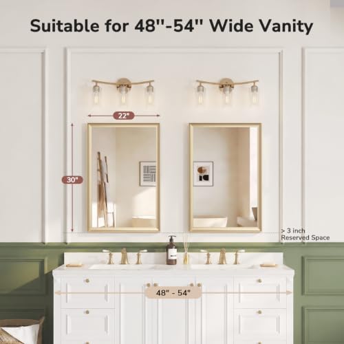 USHOWER 2 Pack 22x30 Inch Brushed Gold Bathroom Mirrors - Image 3