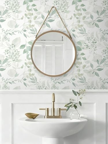 Safiyya Light Green Leaf Wallpaper Peel and Stick Wall Paper Modern Boho - Image 4