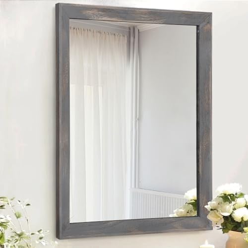 AAZZKANG Wooden Mirror Rectangle Rustic Mirrors by AAZZKANG