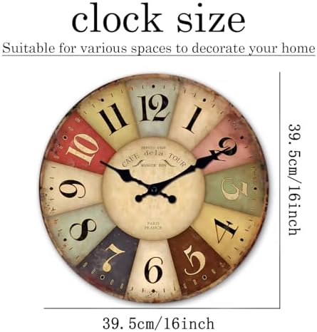 Farmhouse Wood Silent Wall Clocks Battery Operated 16 Inch - Image 6