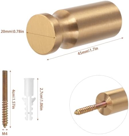 YANGQIHOME Pack of 4, Solid Gold Brass Coat Hooks Wall Hanger Mounted Bathroom - Image 3