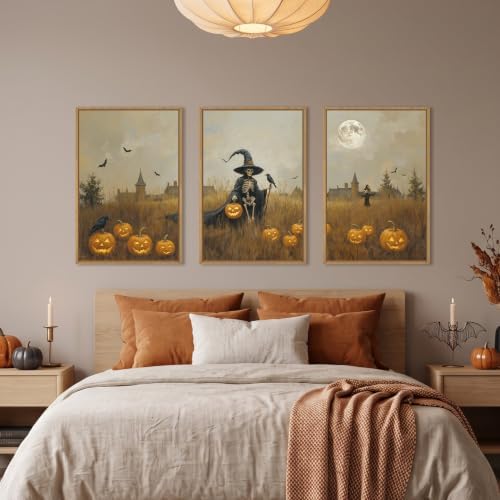 Celestdeco Halloween Ghost Reaper Framed Canvas Wall Art Set-24×36"×3 - Image 4