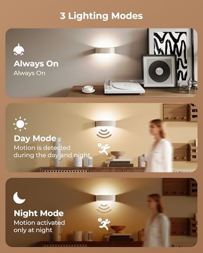 Motion Sensor Wall Light, 5000mAh Rechargeable Battery Operated Wall Sconces - Image 5