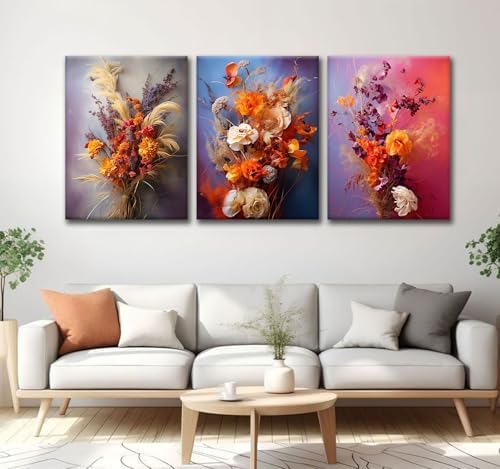 CHTEXA Boho Dried Flower Canvas Wall Art, 3 Piece Gallery Wrapped - Image 3