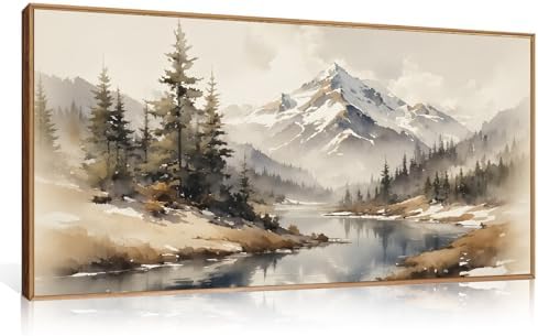 Boho Misty Mountain Watercolor Framed Canvas Wall Art Set -20"x40" - Image 5