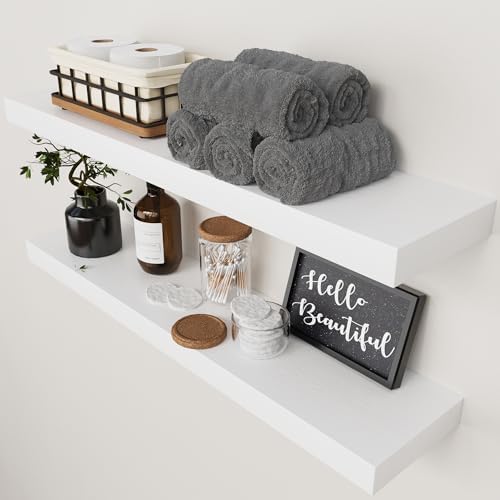Solid Wood Floating Shelves for Wall 30 Inches Long by BAOBABWORKSHOP