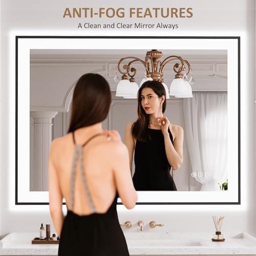 LOAAO 40"X30" LED Bathroom Mirror Black Framed - Image 2