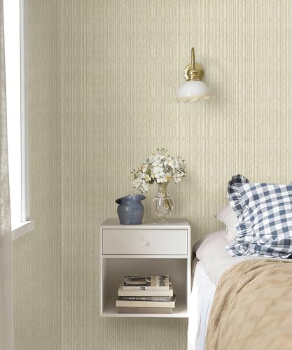 MelunMer Beige Grasscloth Peel and Stick Wallpaper Removable 17.3"x393" - Image 2