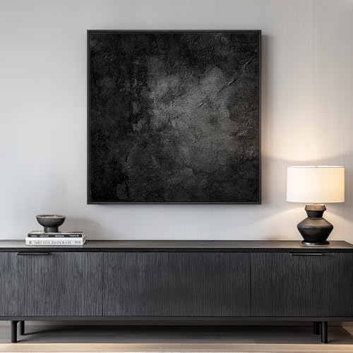 Framed Modern Black Abstract Square Wall Art Decor by Cuspin
